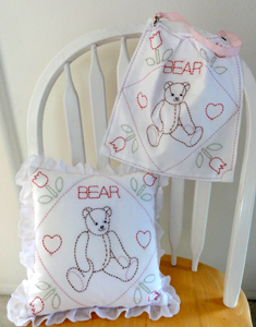 girl bib and pillow set